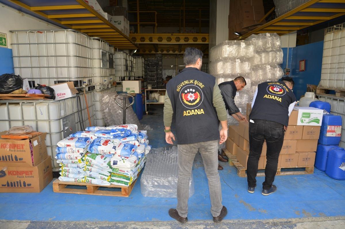 Adana'da, 650 bin liralık sahte temizlik &uuml;r&uuml;n&uuml; ele ge&ccedil;irildi