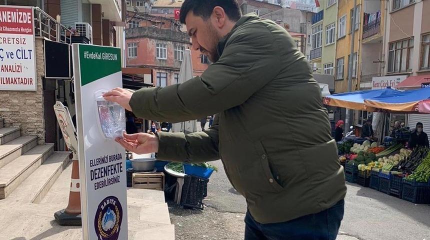 Giresun Belediyesi’nden pazar yerlerine el dezenfektan uygulaması