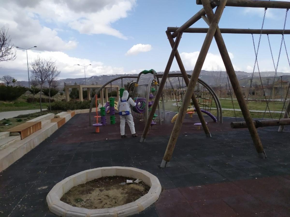 &Uuml;rg&uuml;p&rsquo;te &ccedil;ocuk parkları dezenfekte edildi