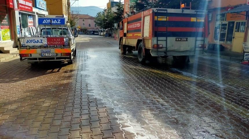 Hüyük belediyesinden korona virüse karşı dezenfekte