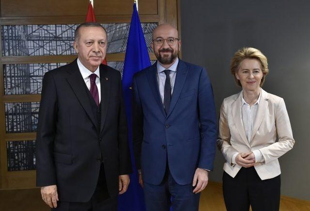 Cumhurbaşkanı Recep Tayyip Erdoğan, AB Konseyi Başkanı Charles Michel ve Avrupa Komisyonu Başkanı Ursula von der Leyen