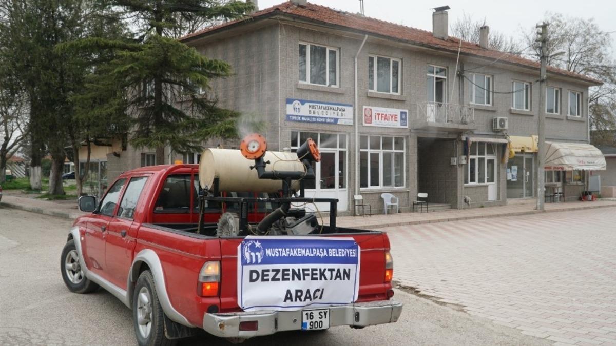Mustafakemalpaşa&rsquo;da kırsal mahalleler dezenfekte ediliyor