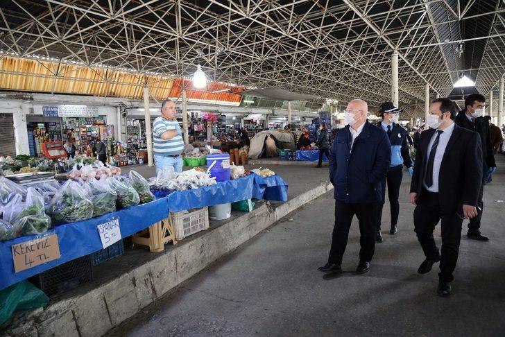 Menteşe halk pazarında Korona virüs denetimi G3
