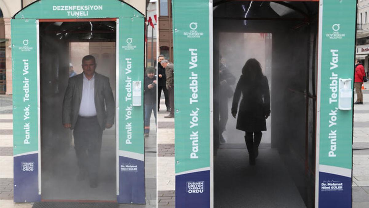 Ordu'da koronavir&uuml;se karşı 'dezenfeksiyon t&uuml;neli' kuruldu!