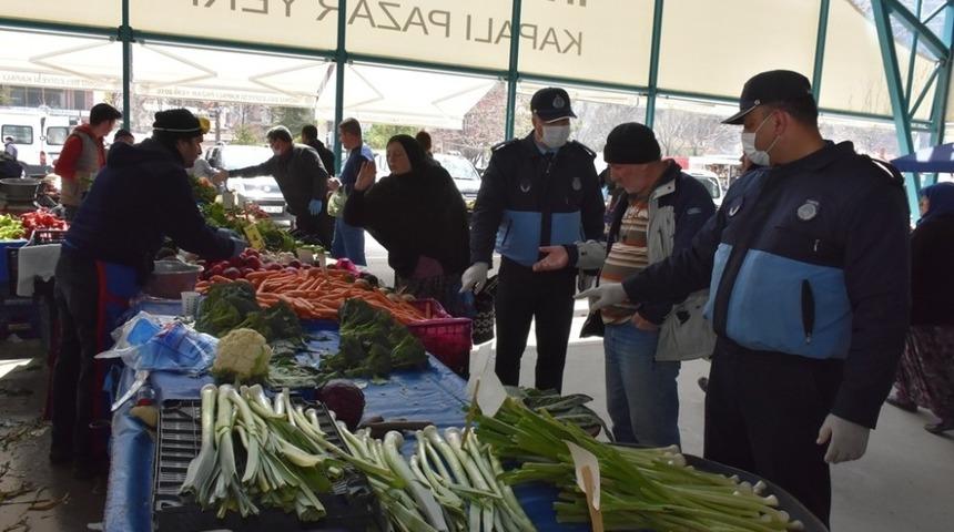 İnönü kapalı pazar yerinde koronavirüs önlemleri