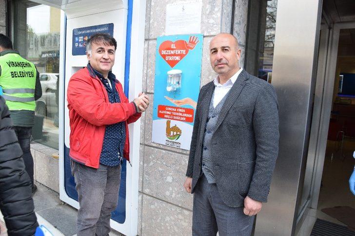 Viranşehir’de bankaların önüne dezenfekte istasyonu G3