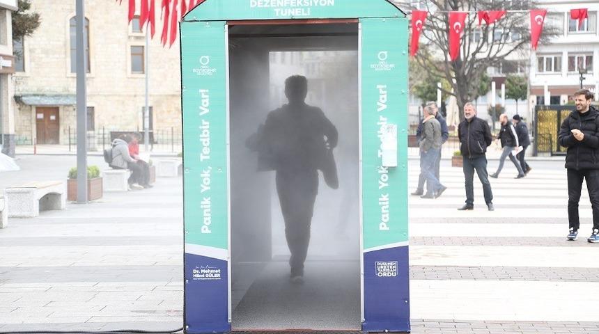 Ordu&rsquo;da koronavir&uuml;se karşı 'dezenfekte t&uuml;neli'
