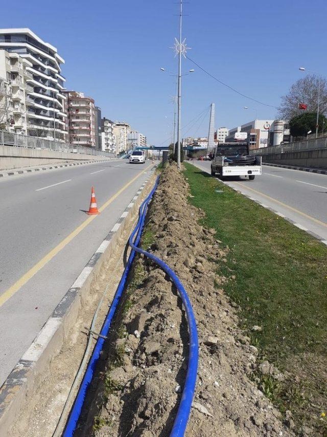 Mimar Sinan Bulvarı’nda otomatik sulamaya geçildi