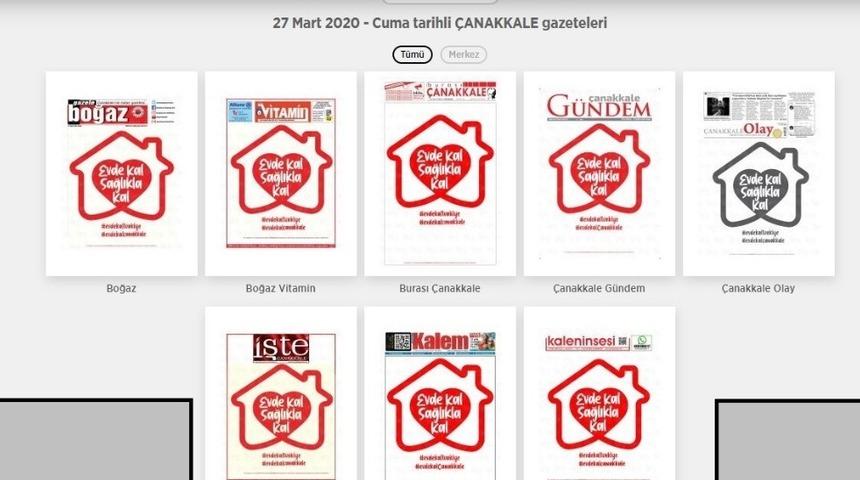 &Ccedil;anakkale&rsquo;de ortak manşet: &lsquo;evde kal&rsquo;