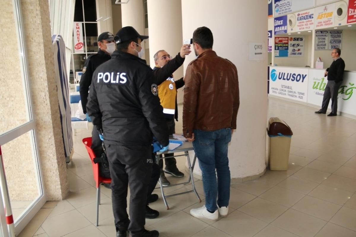 Burdur otogarında Korona &ouml;nlemi