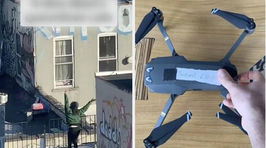 Komşusuna drone ile çıkma teklif etti