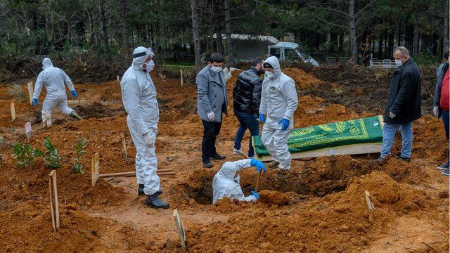 Beykoz'da koronavirüsten hayatını kaybedenlerin defnedildiği mezarlık.