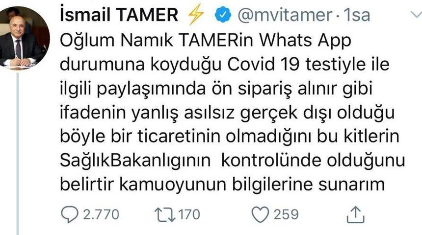 AK Partili Tamer&rsquo;den Vir&uuml;s Kiti İddialarına Yanıt