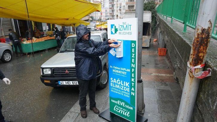 İzmit sokaklarına dezenfektan otomatları yerleştirildi G2