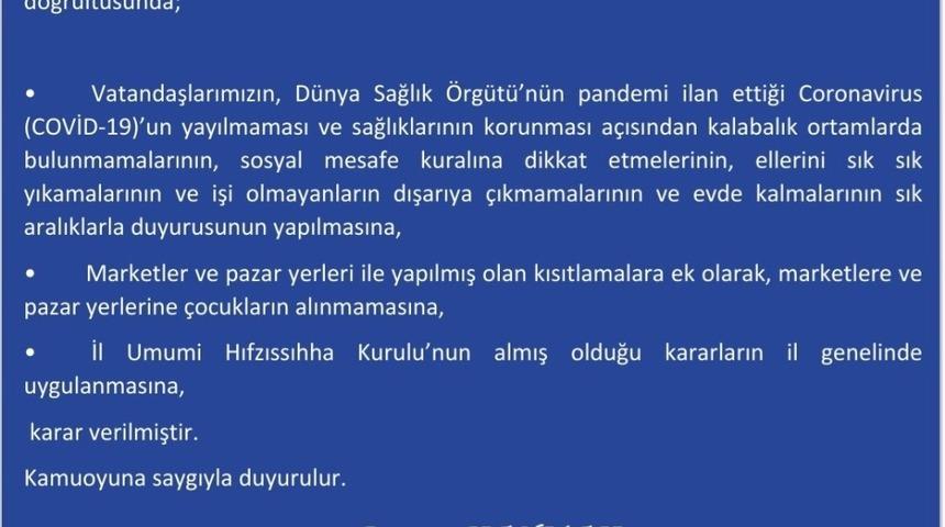 Samsun&rsquo;da marketlere ve pazar yerlerine &ccedil;ocuklar alınmayacak