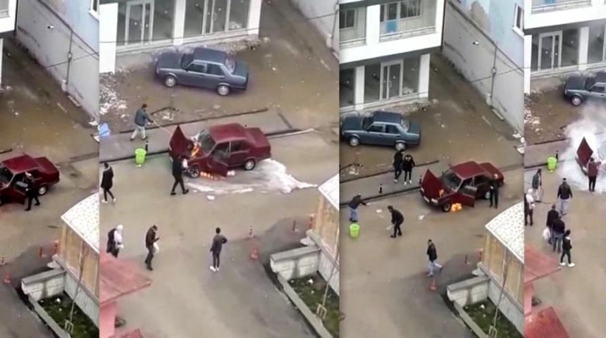 Bayburt&rsquo;ta ara&ccedil; yangını