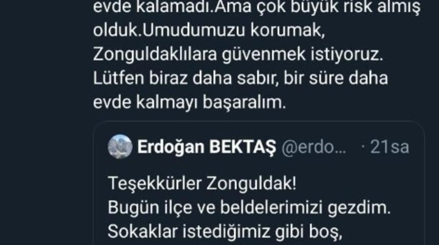 Vali Bektaş, “Umudumuzu korumak, Zonguldaklılara güvenmek istiyoruz”