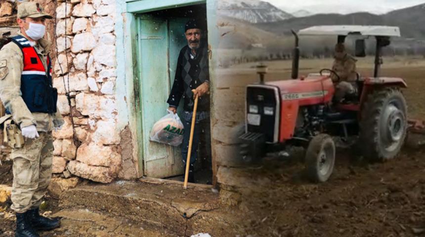 Mehmet&ccedil;ik koronavir&uuml;s nedeniyle evden &ccedil;ıkamayan yaşlı vatandaşın tarlasını s&uuml;rd&uuml;
