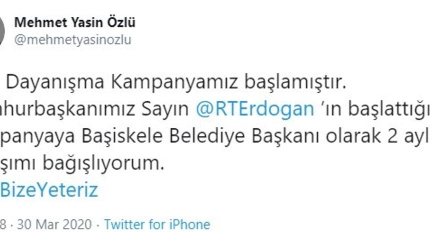 Başkan Özlü ve Bıyık ikişer maaşını bağışladı