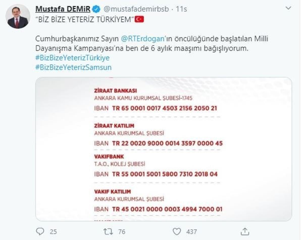 Samsun&rsquo;dan &ldquo;Biz Bize Yeteriz T&uuml;rkiyem"e destek