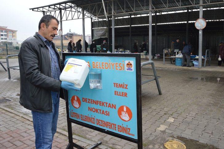 Havza’da pazar yerlerinde el dezenfektan noktaları oluşturuldu G1