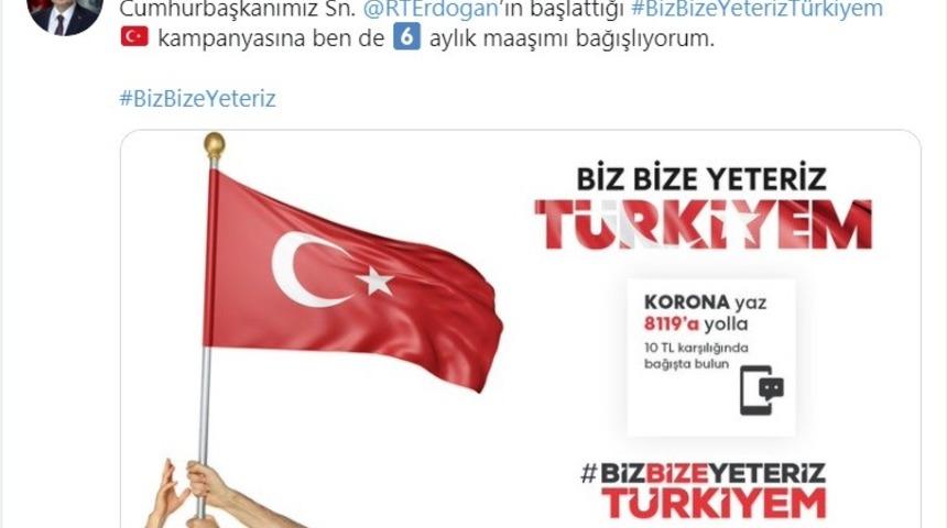 Kocaeli B&uuml;y&uuml;kşehir Belediye Başkanı Tahir B&uuml;y&uuml;kakın 6 aylık maaşını bağışladı