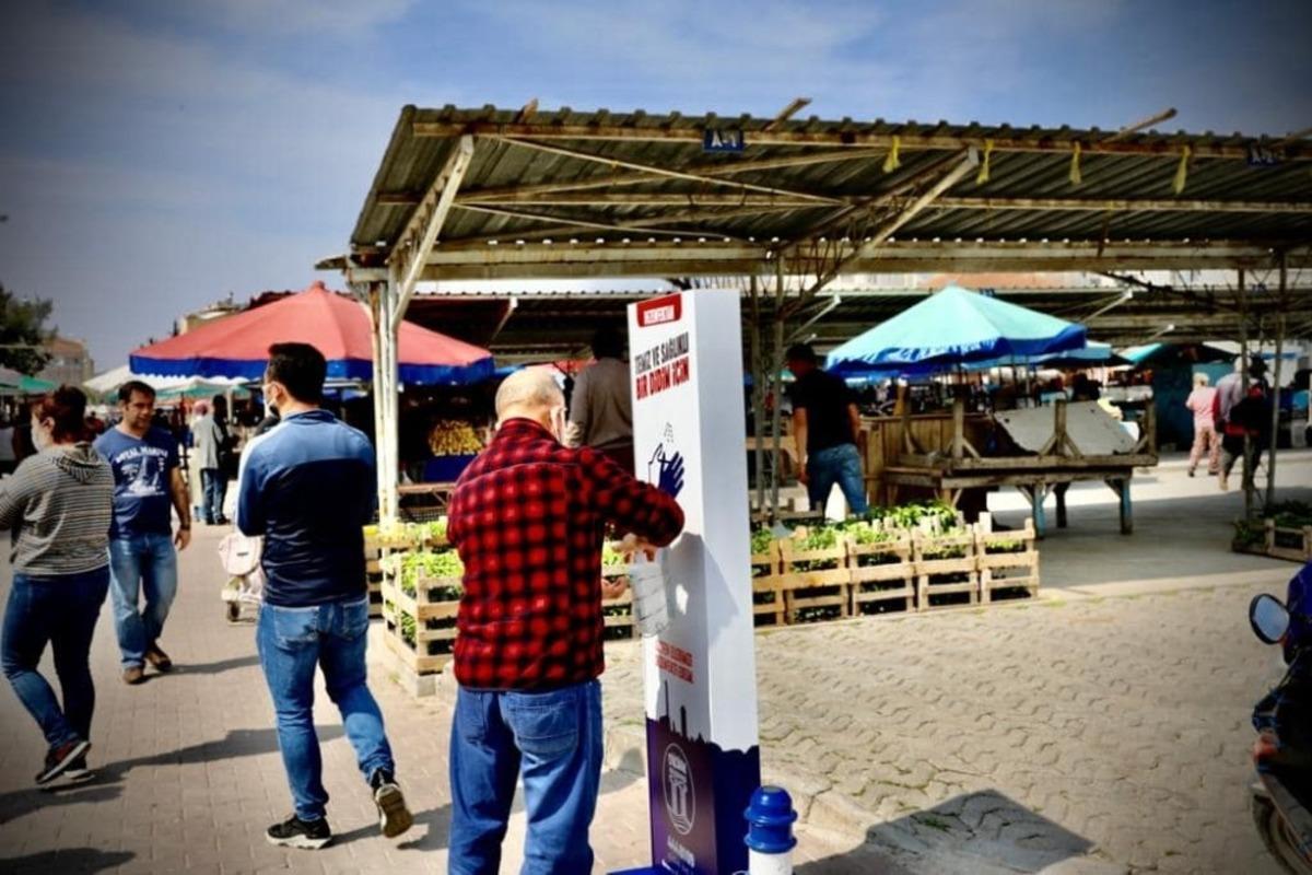 Didim&rsquo;de semt pazarlarına mobil dezenfekte noktaları yerleştirildi