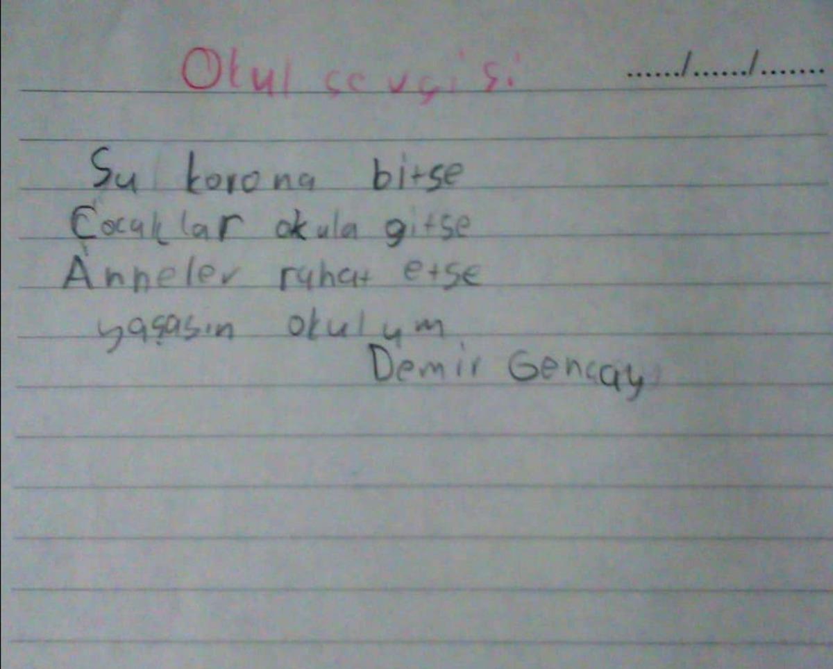Okul hasretlerini şiirle dile getirdiler