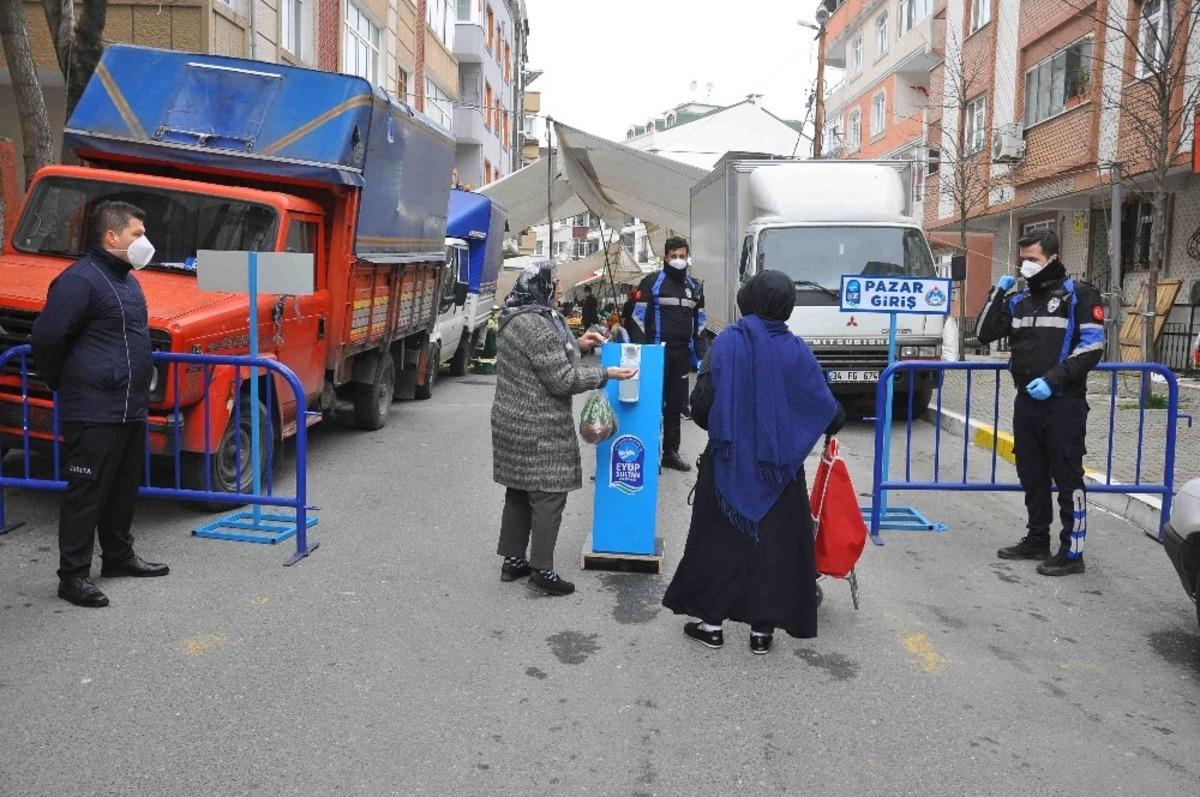 Ey&uuml;psultan&rsquo;da pazarlarda giriş &ccedil;ıkış noktaları oluşturuldu