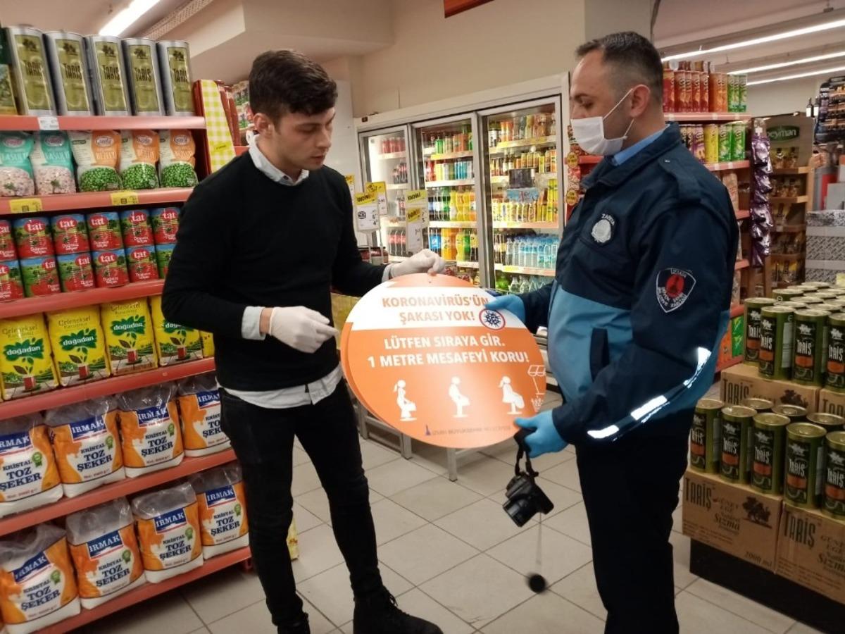 Marketlere dezenfektan ve maske denetimi