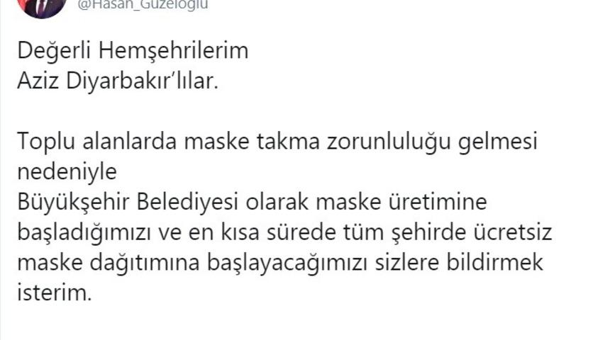 Diyarbakır&rsquo;da vatandaşlara maskeler &uuml;cretsiz dağıtılacak