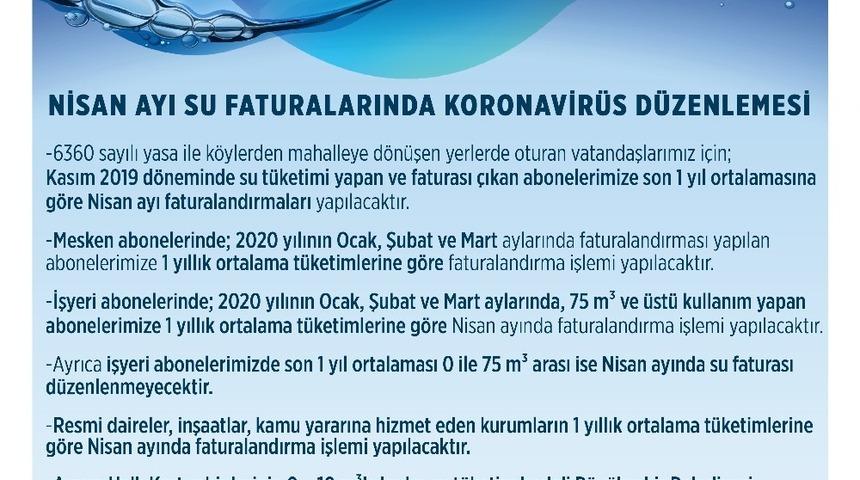 Mersin&rsquo;de nisan ayı su faturalarında korona vir&uuml;s d&uuml;zenlemesi