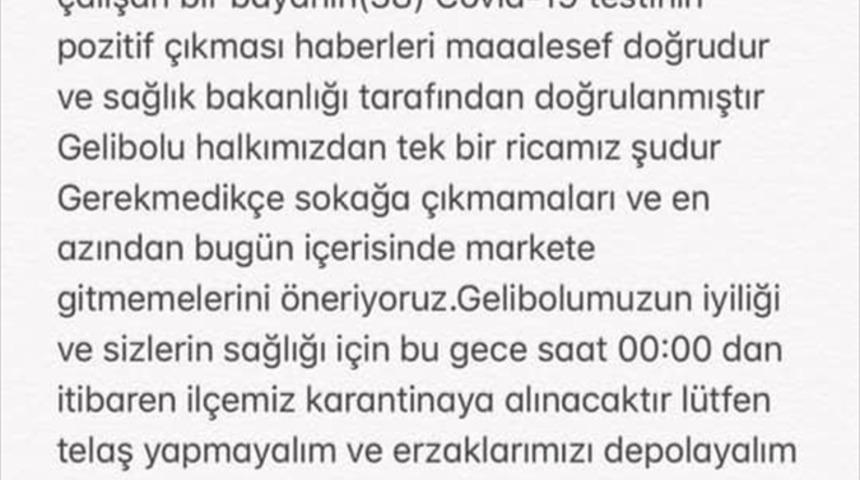 Gelibolu Belediye Başkanı Mustafa Özacar'dan karantina iddiasına yalanlama: