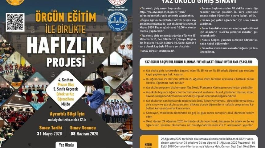 Malatya&rsquo;da Hafızlık okulları kayıt d&ouml;nemi başladı