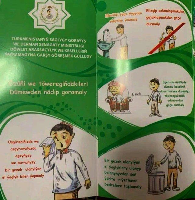 Şubat ayında Türkmenistan'daki hastanelerde koronavirüsle ilgili afişler vardı, ama daha sonra kaldırıldı.