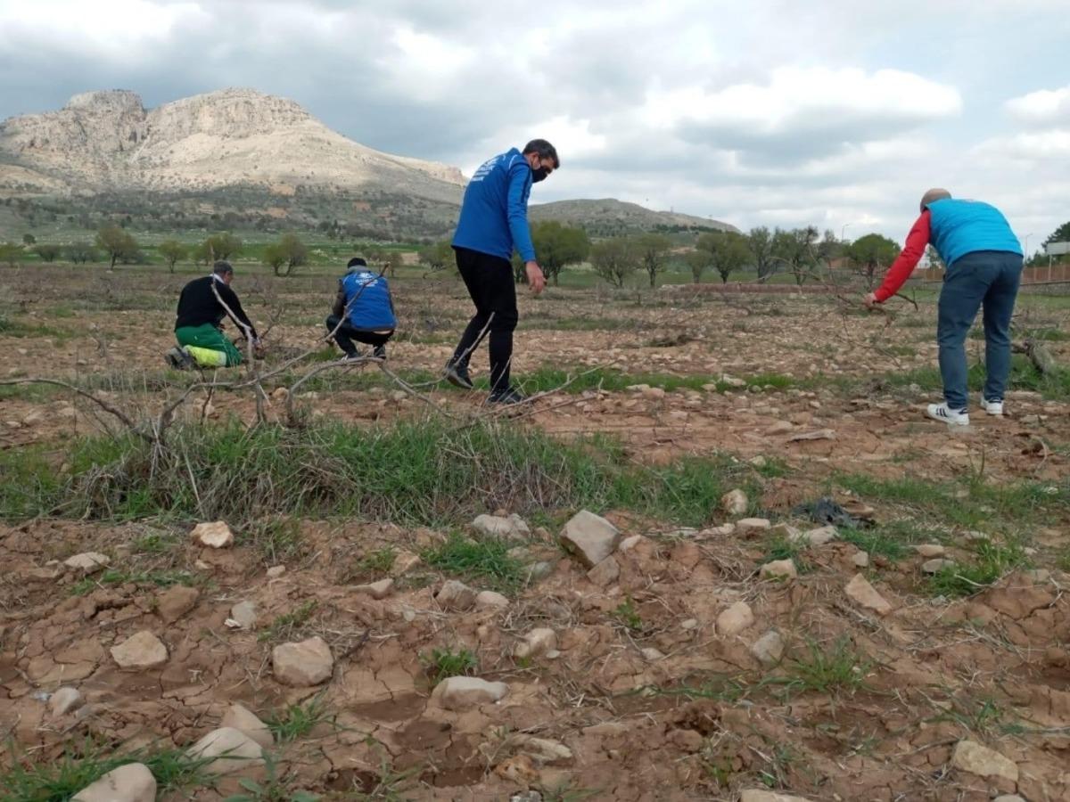 Vefa ekibi sokağa &ccedil;ıkamayan yaşlıların bağlarını budadı