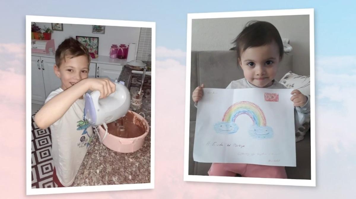 Evde kalan minikler h&uuml;nerlerini sergileyip sosyal medya hesaplarından paylaştı