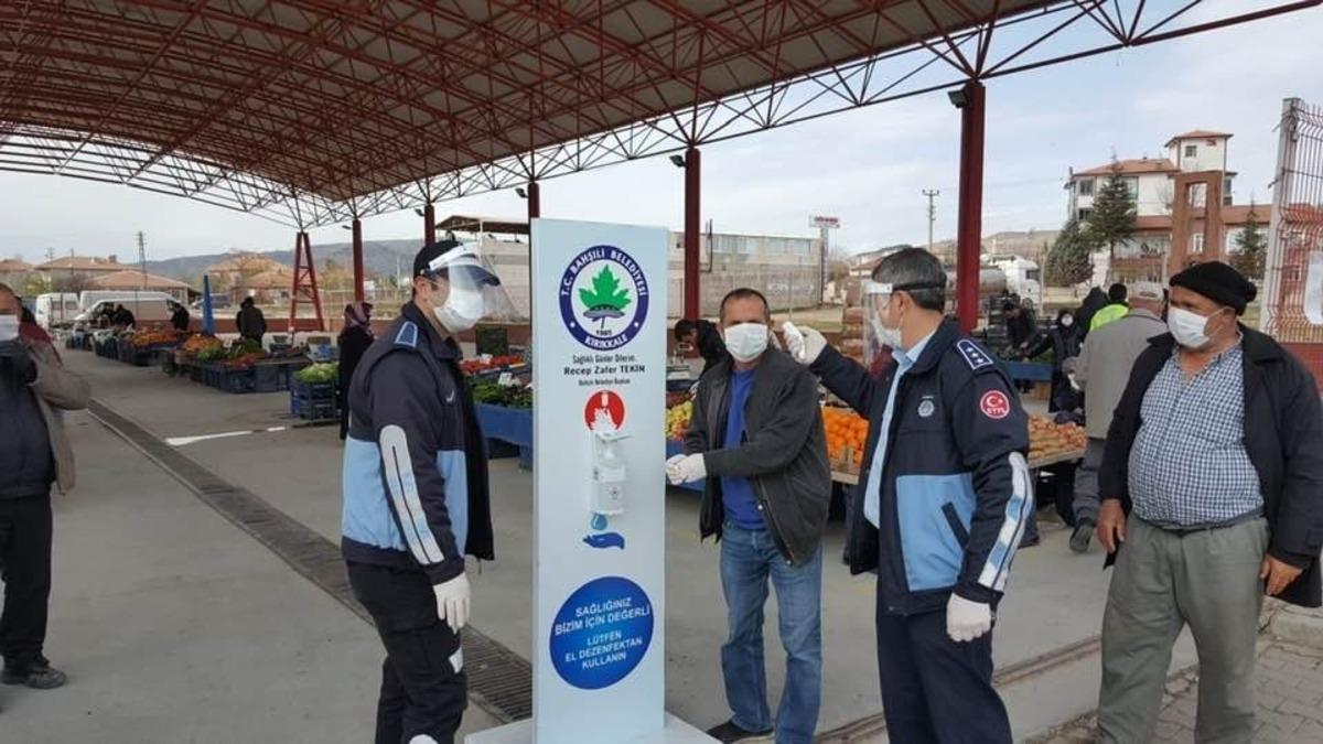 Bahşılı&rsquo;da pazar yerlerine el dezenfekte noktaları kuruldu