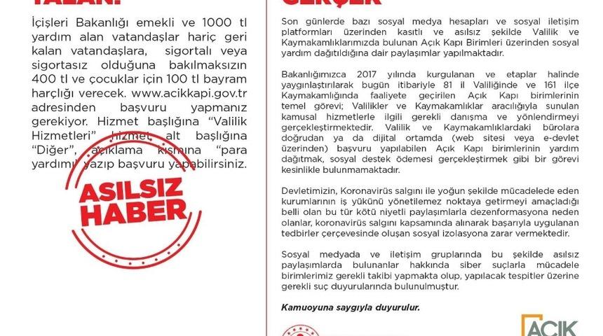 A&ccedil;ık Kapı&rsquo;dan yardım iddialarına yalanlama