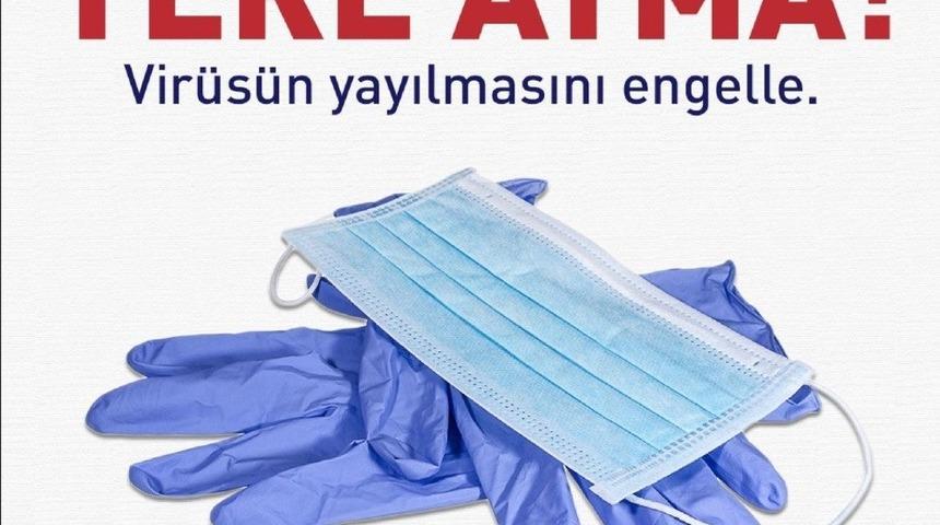 Tepebaşı Belediyesi eldiven ve maske gibi kişisel hijyen maddelerinin atıkları konusunda vatandaşları uyarıyor