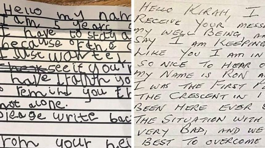 5 yaşındaki k&uuml;&ccedil;&uuml;k kızın, 93 yaşındaki komşusuna g&ouml;nderdiği sıcacık mektup