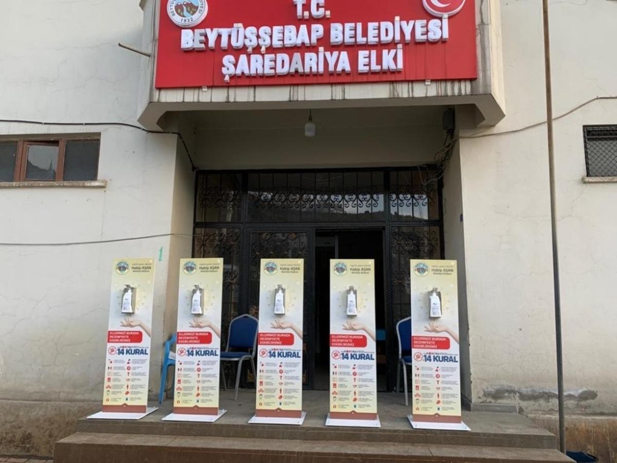 Beyt&uuml;şşebap&rsquo;ta dezenfekte noktaları oluşturuldu