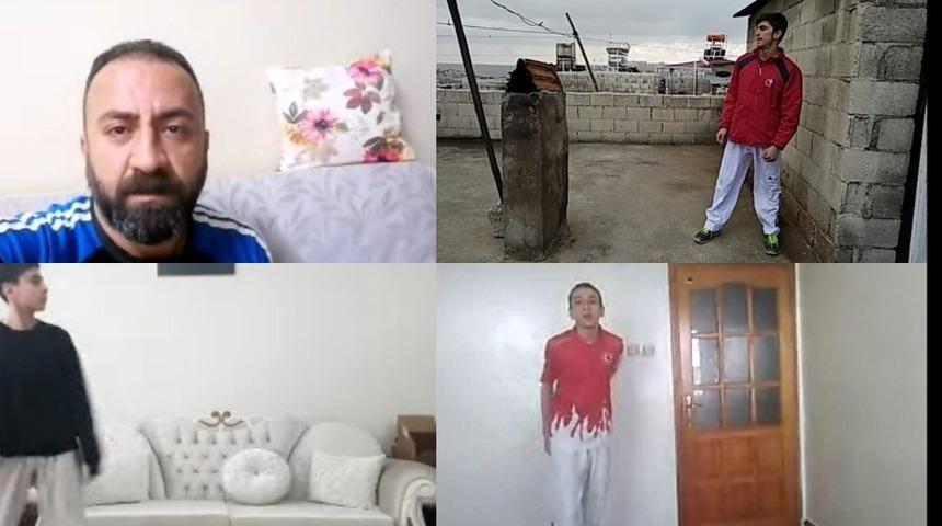 Şahinbeyli tekvandocular evde &ccedil;alışıyorlar