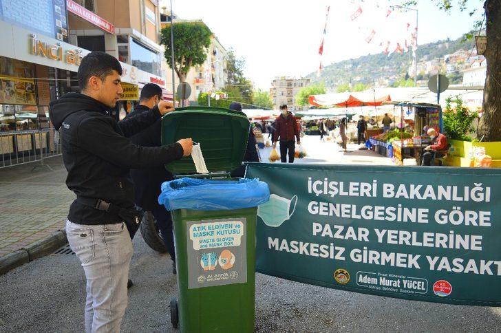 Alanya Belediyesinden atık maske ve eldivene önlem G1