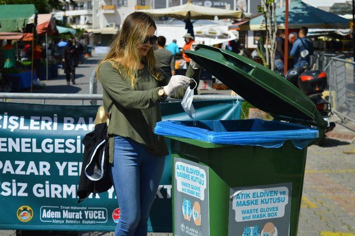 Alanya Belediyesinden atık maske ve eldivene önlem G4