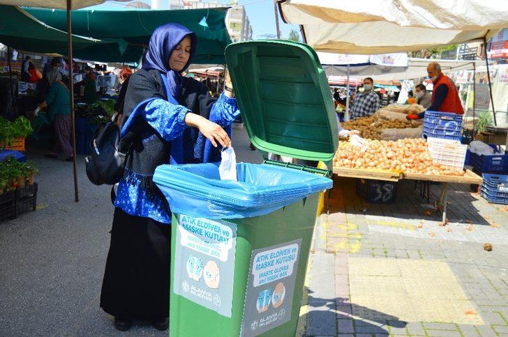 Alanya Belediyesinden atık maske ve eldivene önlem G5