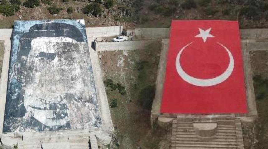 Ter&ouml;rist başının resmi yerine T&uuml;rk bayrağı yapıldı