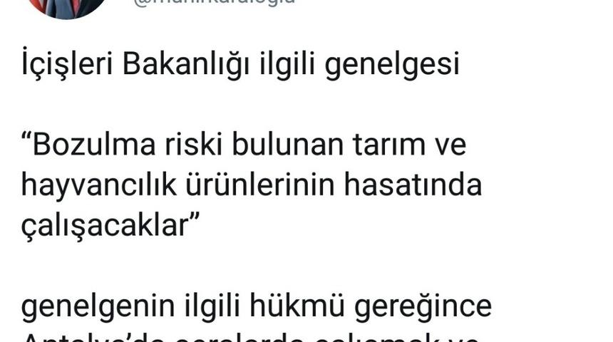 Tarım ve hayvancılık sektörü yasak dışı