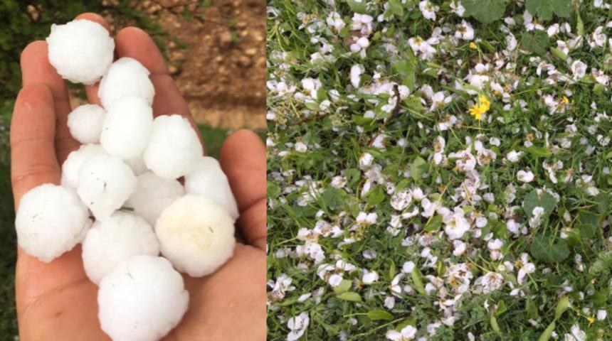 Ceviz büyüklüğünde yağdı, her yer beyaza büründü