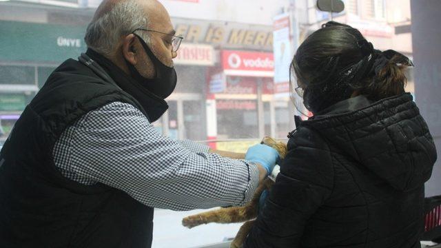 Kapısına gelen kedi için sokağa çıktı